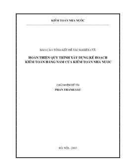 Đề tài Hoàn thiện quy trình xây dựng kế hoạch kiểm toán hàng năm của kiểm toán nhà nước