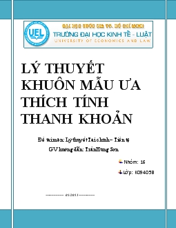 Đề tài Lý thuyết khuôn mẫu ưa thích tính thanh khoản