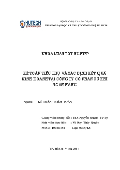 Khóa luận Kế toán tiêu thụ và xác định kết quả kinh doanh tại công ty cổ phần cơ khí ngân hàng