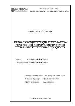 Khóa luận Kế toán xác định kết quả kinh doanh và phân phối lợi nhuận tại công ty TNHH tư vấn và phát triển giáo dục quốc tế
