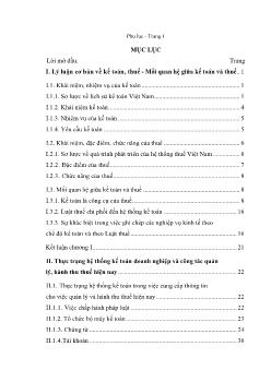 Luận văn Hoàn thiện hệ thốn kế toán doanh nghiệp để nâng cao hiệu quả công tác quản lý và hành thu thuế