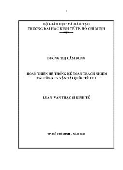 Luận văn Hoàn thiện hệ thống kế toán trách nhiệm tại công ty vận tải quốc tế ITI