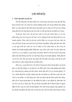 Luận văn Hoàn thiện việc tổ chức kế toán chi phí sản xuất và các phương pháp tính giá thành sản phẩm trong doanh nghiệp công nghiệp Việt Nam