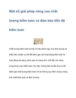 Một số giải pháp nâng cao chất lượng kiểm toán và đảm bảo tiến độ kiểm toán
