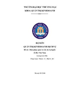 Đề tài Biện pháp quản lý cầu du lịch quốc tế đến Việt Nam