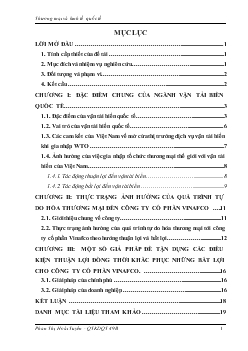 Đề tài Phân tích ảnh hưởng của quá trình tự do hóa thương mại đến Công ty cổ phần VINAFCO