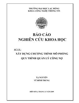 Đề tài Xây dựng chương trình mô phỏng quy trình quản lý công nợ