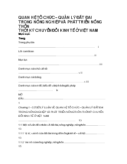 Quan hệ tổ chức – quản lý đất đai-Trong nông nghiệp và phát triển nông thôn thời kỳ chuyển đổi kinh tế ở Việt Nam
