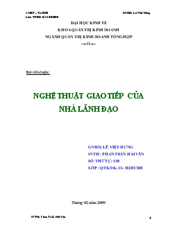 Tiểu luận Giao tiếp kinh doanh vời kỹ năng giao tiếp của nhà lãnh đạo