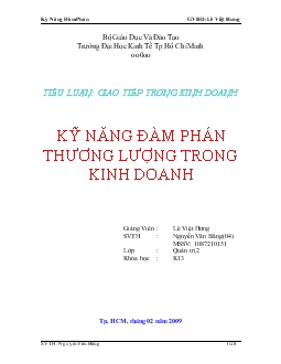 Tiểu luận Kỹ năng đàm phán thương lựong trong kinh doanh