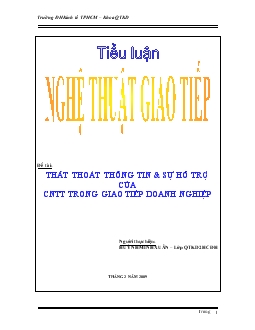 Tiểu luận Thất thoát thông tin và sự hỗ trợ của công nghệ thông tin trong giao tiếp doanh nghiệp