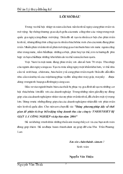 Đề án Dùng phương pháp dãy số thời gian để phân tích sự biến động tổng doanh thu của công ty TNHH thiết bị giặt là công nghiệp và dự báo năm 2004