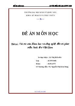 Đề án Vai trò của Khoa học và công nghệ đối với phát triển kinh tế ở Việt Nam
