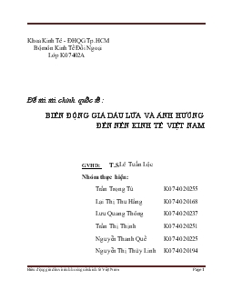 Đề tài Biến động giá dầu lửa và ảnh hưởng đến nền kinh tế Việt Nam