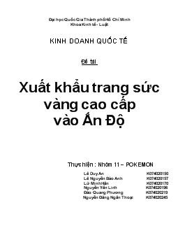 Đề tài Chiến lược xuất khẩu trang sức vàng cao cấp vào Ấn Độ