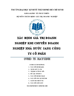 Đề tài Xác định giá trị doanh nghiệp khi chuyển doanh nghiệp nhà nước sang công ty cổ phần