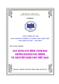 Đề tài Xây dựng mô hình cảnh báo khủng hoảng tài chính và khuyến nghị cho Việt Nam