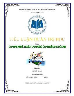 Tiểu luận Guanxi- Nghệ thuật tạo dựng quan hệ kinh doanh