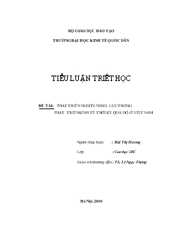 Tiểu luận Phát triển nguồn nhân lực trong phát triển kinh tế thời kỳ quá độ ở Việt Nam