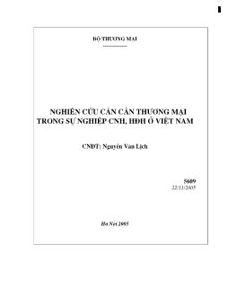 Đề tài Nghiên cứu cán cân thương mại trong sự nghiệp công nghiệp hóa, hiện đại hóa ở Việt Nam