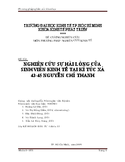 Đề tài Nghiên cứu sự hài lòng của sinh viên kinh tế tại kí túc xá 43-45 Nguyễn Chí Thanh