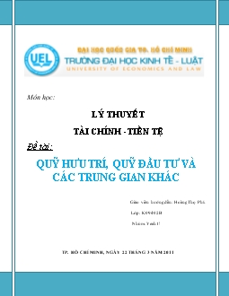 Đề tài Quỹ hưu trí, quỹ đầu tư và các trung gian khác