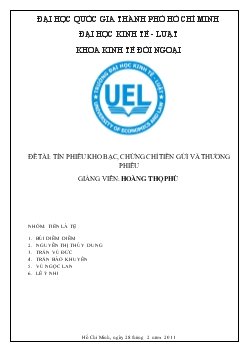Đề tài Tín phiếu kho bạc, chứng chỉ tiền gửi và thương phiếu