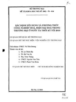 Đề tài Xác định nội dung và phương thức công nghiệp hóa, hiện đại hóa trong thương mại ở nước ta thời kỳ tới 2010