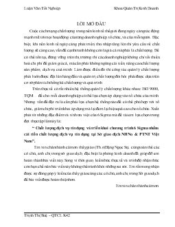 Luận văn Chất lượng dịch vụ tín dụng và triển khai chương trình 6 Sigma nhằm cải tiến chất lượng dịch vụ tín dụng tại Sở giao dịch ngân hàng nông nghiệp và phát triển nông thôn Việt Nam