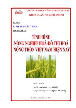 Tiểu luận Tình hình nông nghiệp hóa, đô thị hóa nông thôn Việt Nam hiện nay