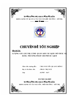 Chuyên đề Lượng giá giá trị cảnh quan khu du lịch hồ Thác Bà bằng phương pháp chi phí du lịch