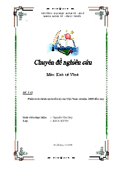 Chuyên đề Phân tích chính sách tiền tệ của Việt Nam từ năm 2005 đến nay