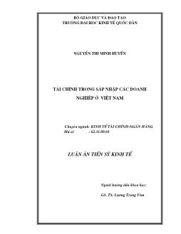 Luận án Tài chính trong sáp nhập các doanh nghiệp ở Việt Nam