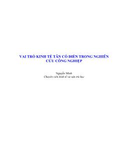 Vai trò kinh tế tân cổ điển trong nghiên cứu công nghiệp