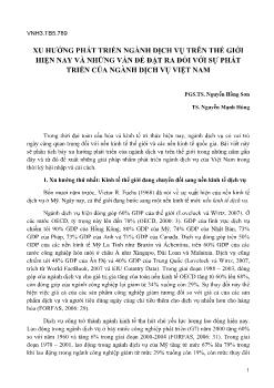 Xu hướng phát triển ngành dịch vụ trên thế giới hiện nay và những vấn đề đặt ra đối với sự phát triển của ngành dịch vụ Việt Nam