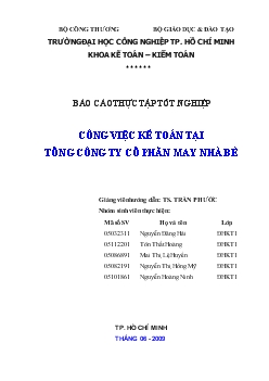 Báo cáo Công việc kế toán tại tổng công ty cổ phần may Nhà Bè