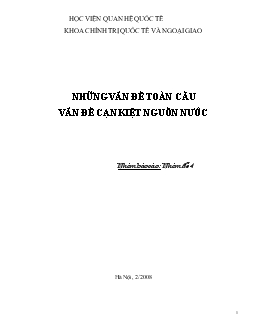 Báo cáo Những vấn đề toàn cầu vấn đề cạn kiệt nguồn nước