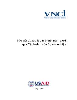 Báo cáo Sửa đổi luật đất đai ở Việt Nam 2004 qua cách nhìn của doanh nghiệp