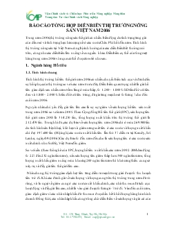 Báo cáo Tổng hợp diễn biến thị trường nông sản Việt Nam 2006