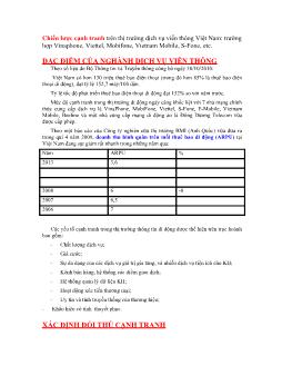 Chiến lược cạnh tranh trên thị trường dịch vụ viễn thông Việt Nam: Trường hợp VinaPhone, Viettel, MobiFone, Vietnam Mobile, S-Fone