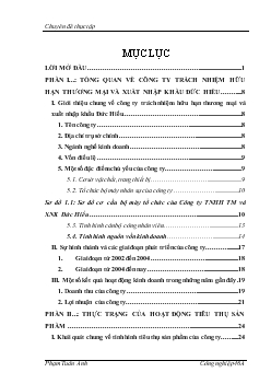 Chuyên đề Biện pháp thúc đẩy công tác tiêu thụ sản phẩm của công ty TNHH thương mại và xuất nhập khẩu Đức Hiếu