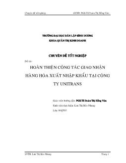 Chuyên đề Hoàn thiện công tác giao nhận tại Công ty Unitrans