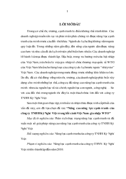 Chuyên đề Nâng cao năng lực cạnh tranh của công ty TNHH kỳ nghỉ Việt trong bối cảnh Việt Nam gia nhập WTO