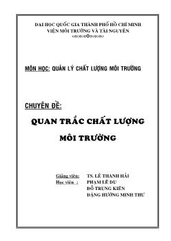 Chuyên đề Quan trắc chất lượng môi trường