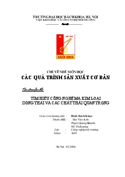 Chuyên đề Tìm hiểu công nghệ mạ kim loại dòng thải và các chất thải quan trọng