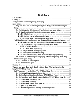 Chuyên đề Ứng dụng Marketing trong hoạt động kinh doanh tại ngân hàng thương mại cổ phần Đông Nam Á