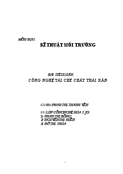 Đề tài Công nghệ tái chế chất thải rắn