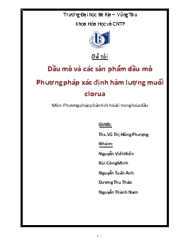 Đề tài Dầu mỏ và các sản phẩm dầu mỏ Phương pháp xác định hàm lượng muối clorua