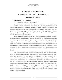 Đề tài Kế hoạch Marketing laptop Axioo Zetta MMT 2632 trong 6 tháng