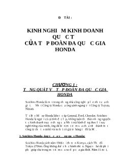 Đề tài Kinh nghiệm kinh doanh quốc tế của tập đoàn đa quốc gia Honda